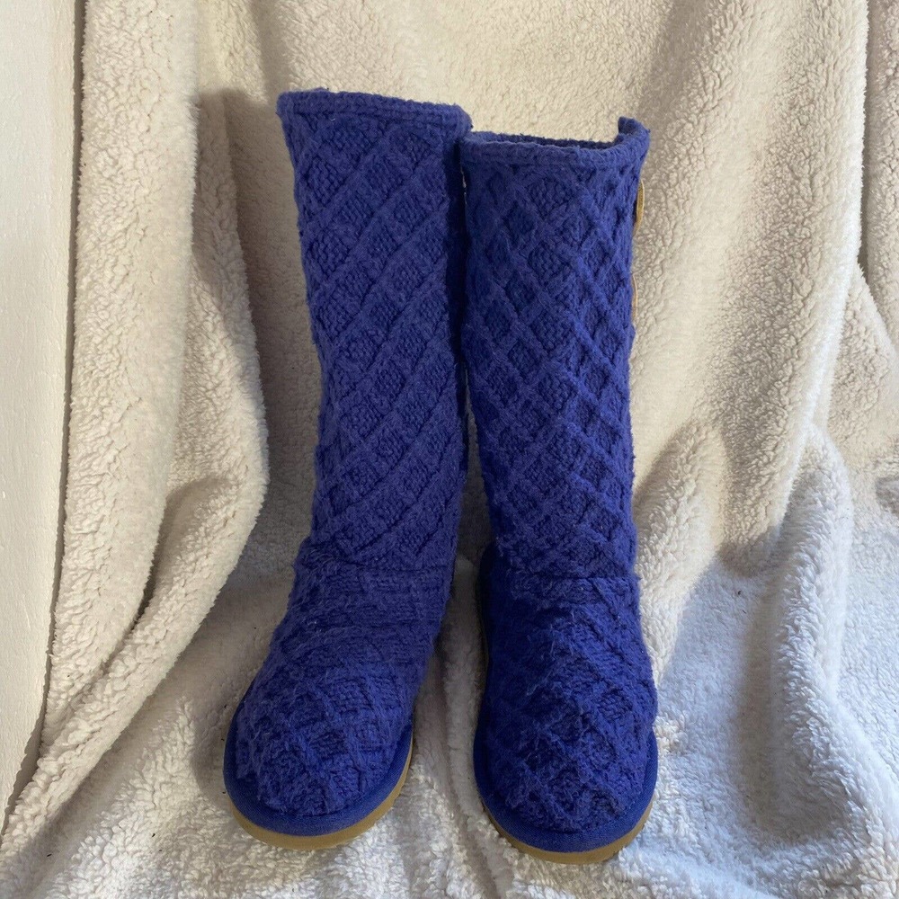 Purple Girls Ugg Carly Cable Knit Boot Size 3